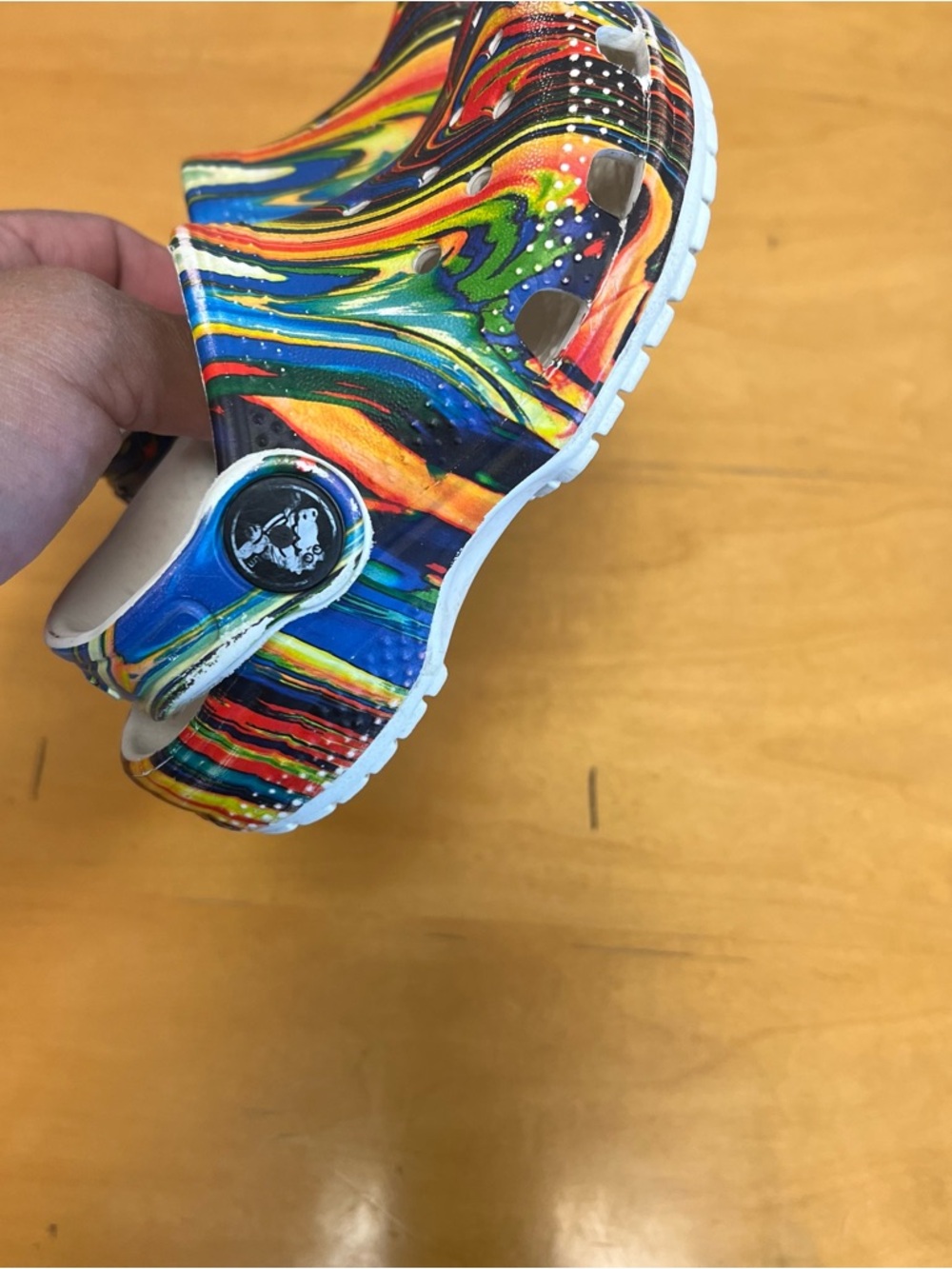 CROCS Kids Multicolor Swirl Slip-On Clogs with White Footbed - Picture 5 of 7